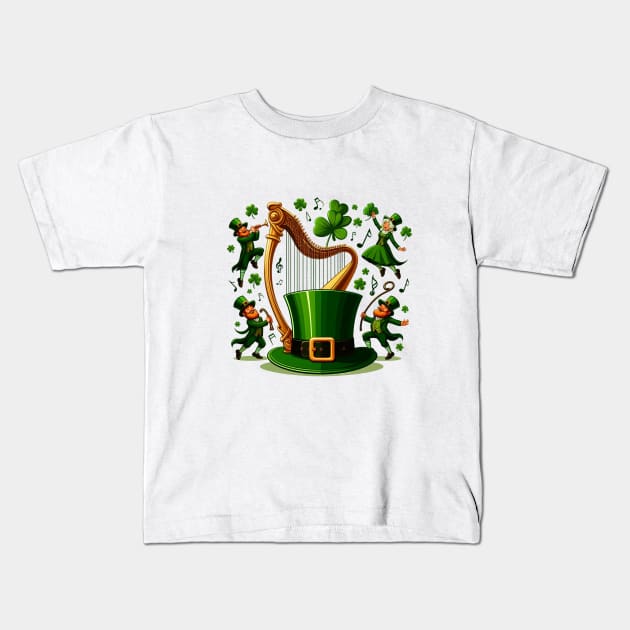 Irish Harp Kids T-Shirt by BukovskyART